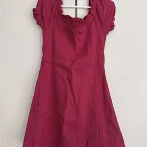 Kids Old Navy Pink Textured Puff Sleeve Smocked Square Neck Dress Size XS 5